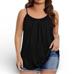 Zenana Outfitters Black Pleated Camisole/Tank Top
